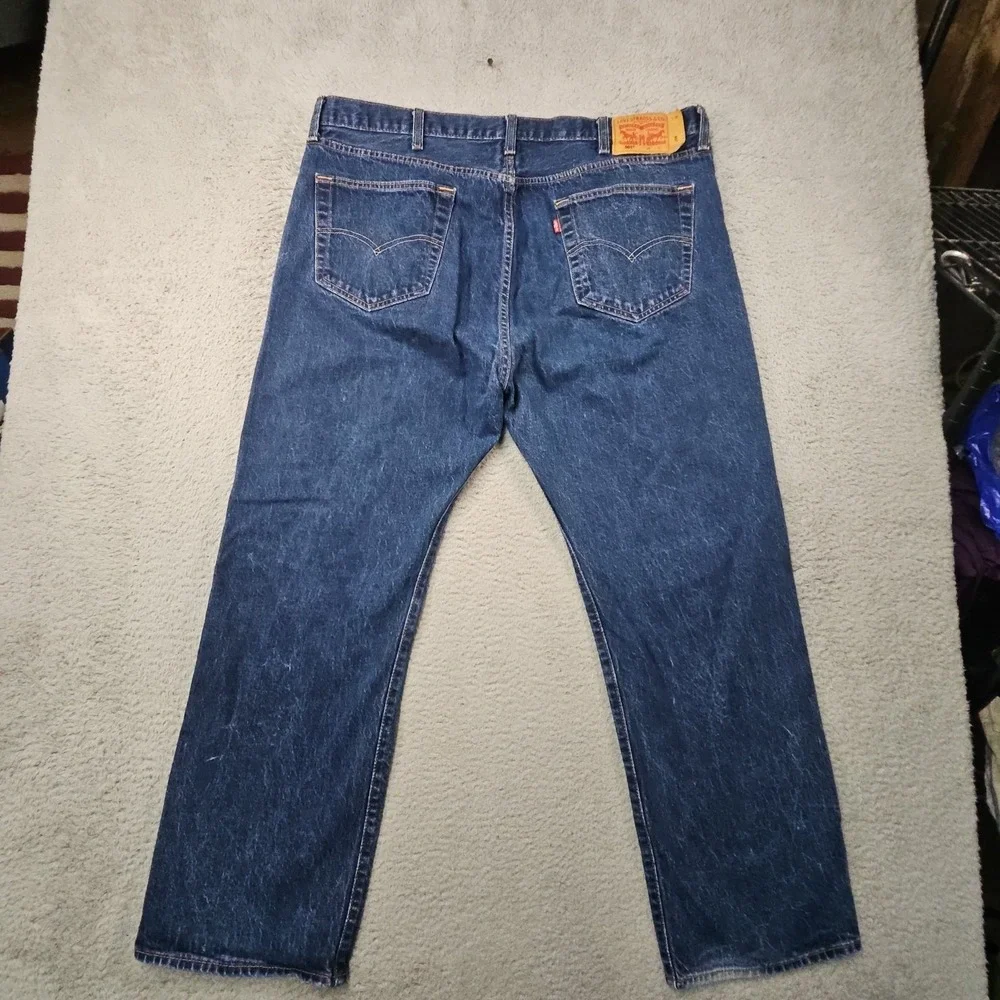 Levis 501 Jeans Mens 44x34 Blue Denim Classic Straight Cowboy Classic Dark Wash